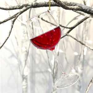 Red Wine Glass Tree Ornament