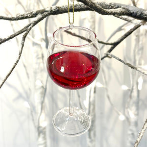 Red Wine Glass Tree Ornament