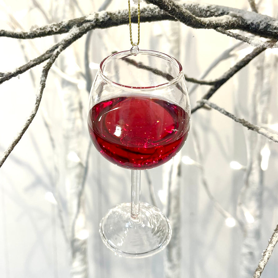 Red Wine Glass Tree Ornament