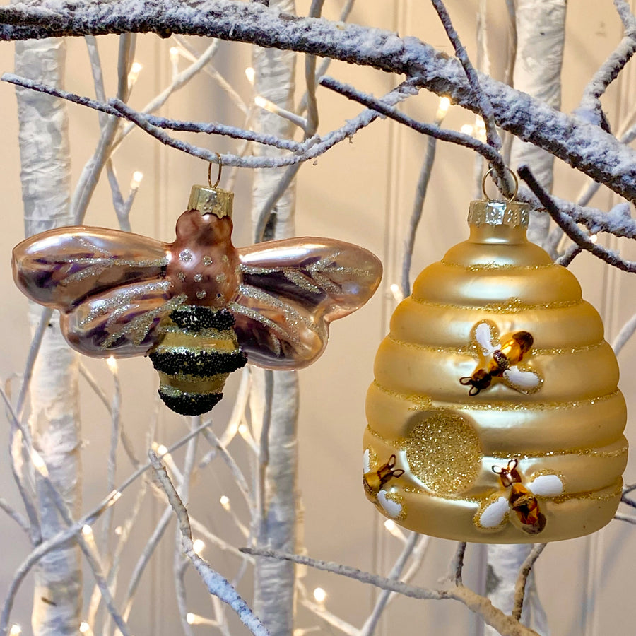 Bumble Bee & Hive Tree Bauble Duo